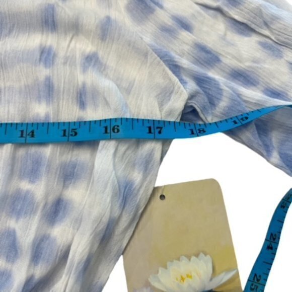 Lily Rose Smocked Waist Womens Peasant Blouse Size Small Tie‎ Dye Ribbon Sleeve - Picture 11 of 12